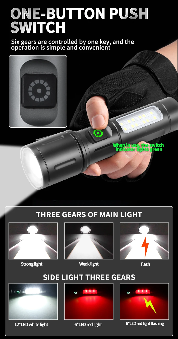 Lampe de Poche Multifonctions en ACIER très puissante
